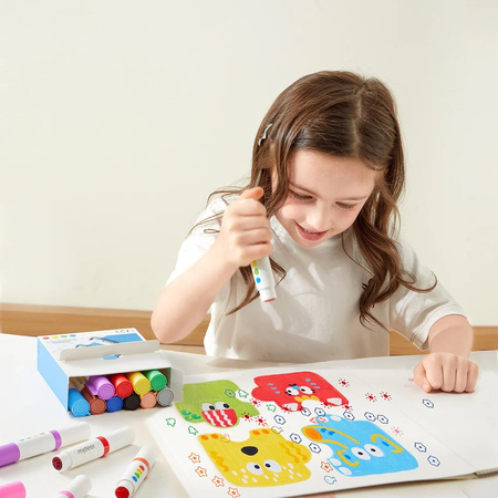 Markery zmywalne dwustronne –okrągła końcówka i stempel mideer –12 kolorów