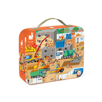 Janod Puzzle w walizce Plac budowy 36 elementów 4+