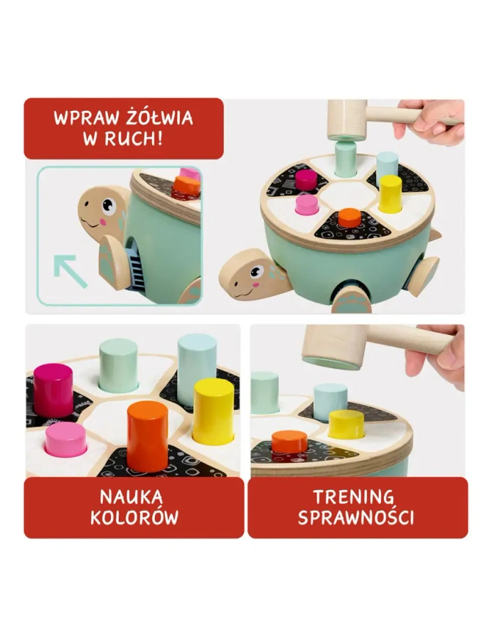 Gra motoryczna żółw, drewniana wbijanka