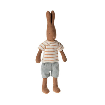 Króliczek - Rabbit size 1, Chocolate brown - Striped blouse and shorts