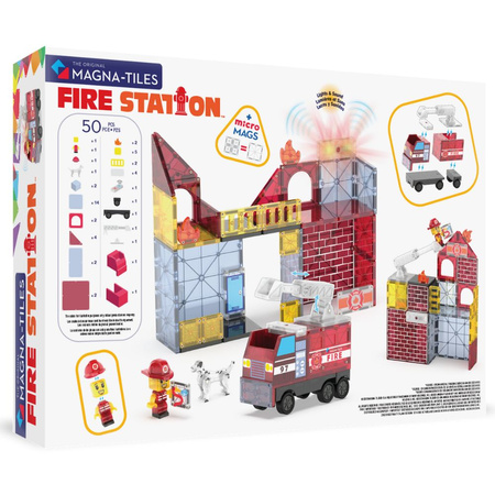 MAGNA-TILES® Klocki Magnetyczne Remiza Strażacka 50 el.
