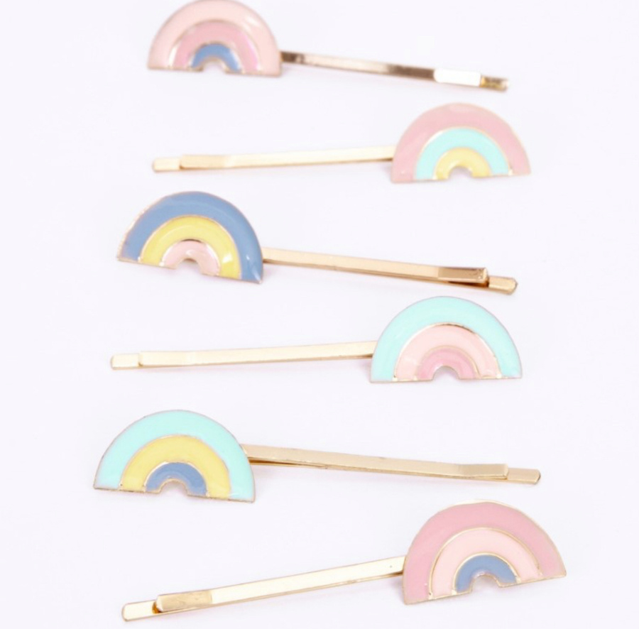 Meri Meri - Wsuwki do włosów 6szt., Enamel, Rainbow
