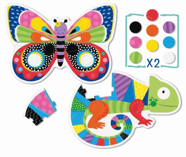 Zestaw edukacyjny dla najmłodszych – 2w1 - puzzle konturowe i gra memo