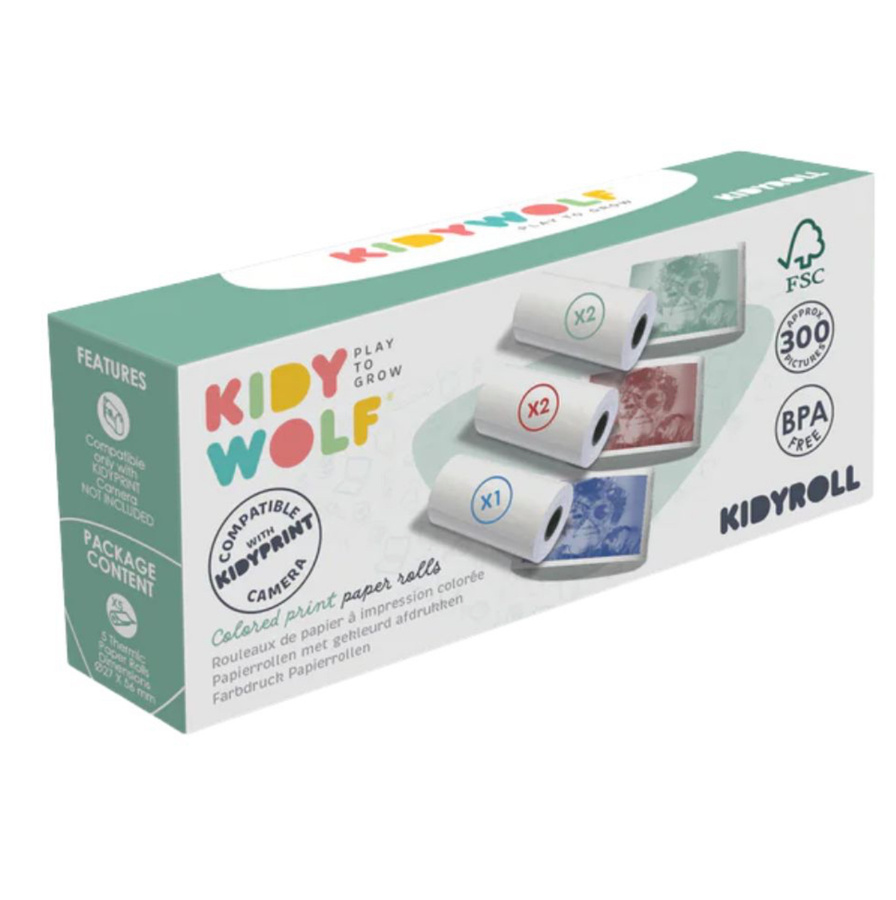 Kidywolf - KIDYROLL-CO - samoprzylepne kolorowe rolki do aparatu Kidyprint 