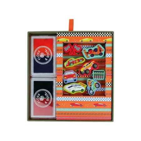 Samochody Zestaw Kolorowych Pieczątek i Książeczka