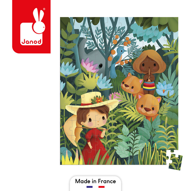 Janod Puzzle w walizce Obraz inspirowany twórczością Rousseau 100 elementów 6+