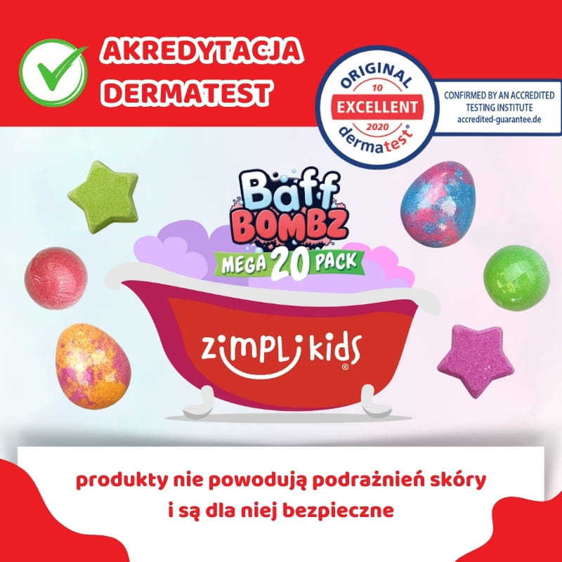 Musujące bomby do kąpieli zmieniające kolor wody Baff Bombz 20 szt. 3+, Zimpli Kids