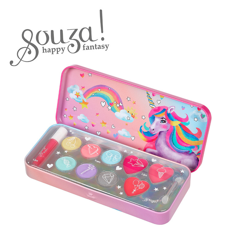 Souza! Kosmetyki do makijażu dla dzieci w metalowej kasetce 10 el. zestaw Jednorożec