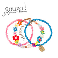 Souza! Bransoletki kwiatki z koralików niebiesko - różowe Loiz 3 szt.