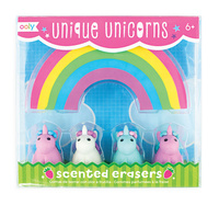 Gumki do ścierania pachnące, zestaw 4 sztuk, jednorożce i