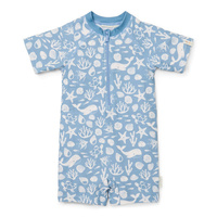 Little Dutch Swimsuit z krótkim rękawem Sea Life Ocean Blue - 86/92