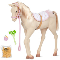 Źrebak rasy Palomino z akcesoriami