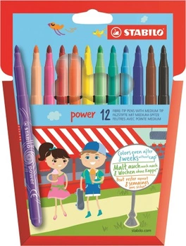 Flamastry Stabilo Niezasychające, 12 Kolorów