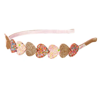 Opaska z brokatowymi serduszkami różowo-złota, hetty