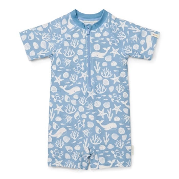 Little Dutch Swimsuit z krótkim rękawem Sea Life Ocean Blue - 98/104