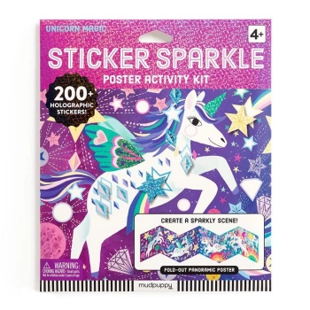 Mudpuppy Zestaw do wyklejania Naklejki holograficzne 200+ szt. z plakatem Magiczne jednroożce 4+