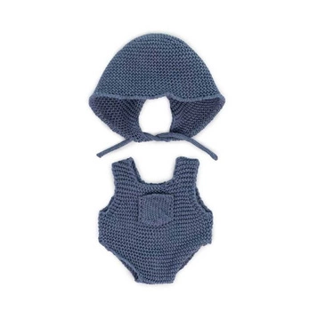 Dzianinowy zestaw dla lalki 21cm - Rompers z czapką Miniland 