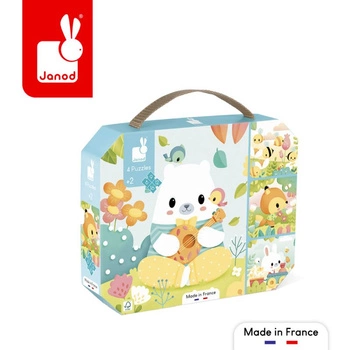 Janod Puzzle progresywne w walizce Zwierzątka Pure 4 układanki  2+