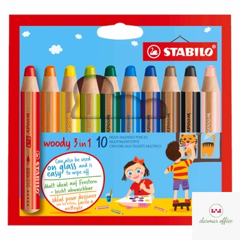 Kredki Woody, 3w1, 10 kolorów z temperówką