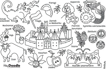 Symbole Polski Mata Silikonowa do Kolorowania A4.