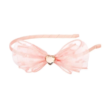 Souza! Opaska z kokardą i serduszkiem różowa Leah