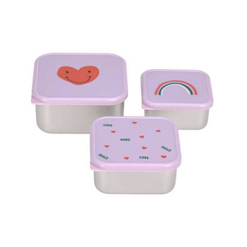 Lassig Pojemnik na przekąski snackbox ze stali nierdzewnej 3 szt. Happy Rascals Heart