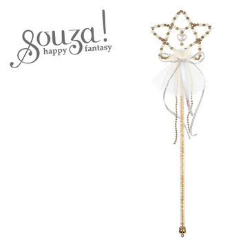 Różdżka z perełkami, biało-złota gwiazda, coralina